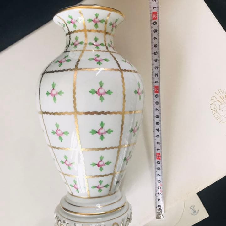 ヘレンド    セーブル風小薔薇　壺　ランプベース　特大