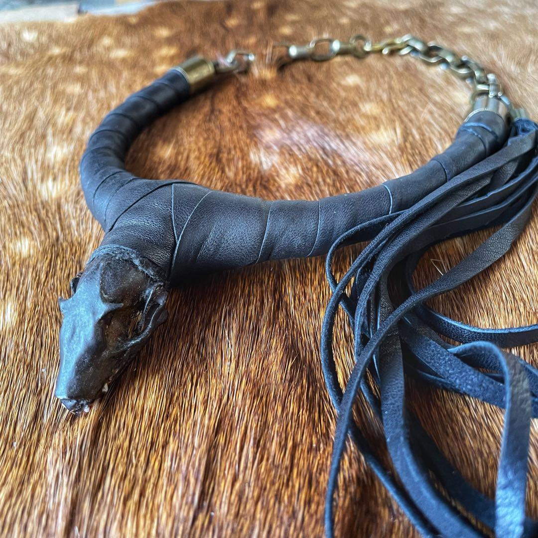 ネックレス・ペンダント Bat Skull / Fringe Leather necklace