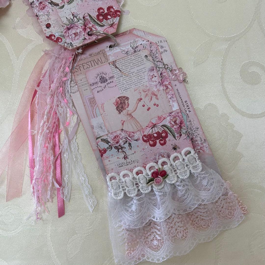 薔薇とレースのトレペジャーナル& タグクリップブック Cherry Sweet