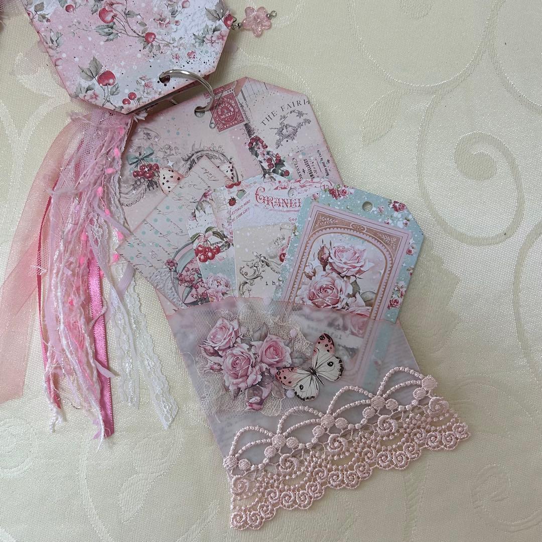 薔薇とレースのトレペジャーナル& タグクリップブック Cherry Sweet