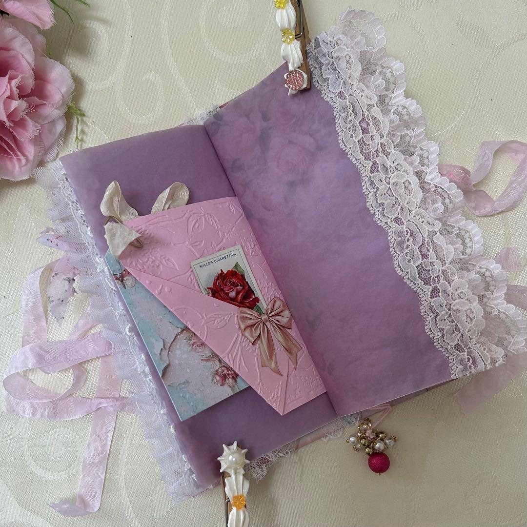 薔薇とレースのトレペジャーナル& タグクリップブック Cherry Sweet