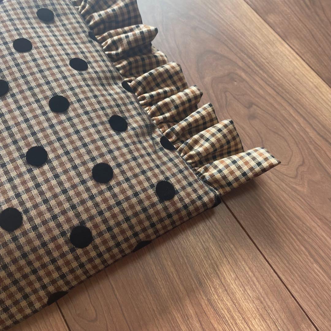 ハンドメイド ♡ フリルバッグ フリフリトート フロッキードット オジ生地