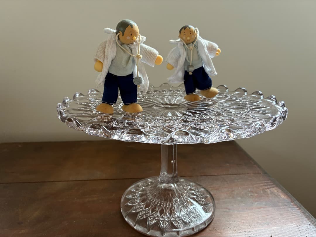 【英国アンティーク】　カットガラス ケーキスタンド