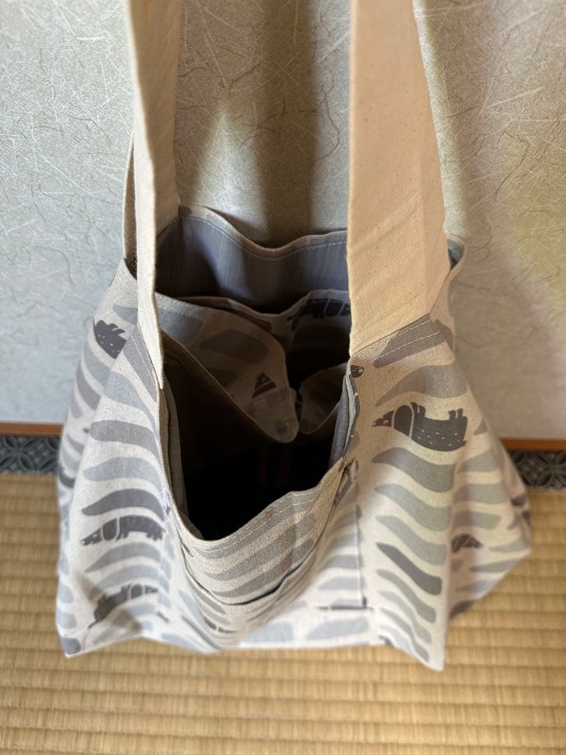 バルーンバック　トートバッグ　2way 大きい プリント柄　犬　バンドメイド