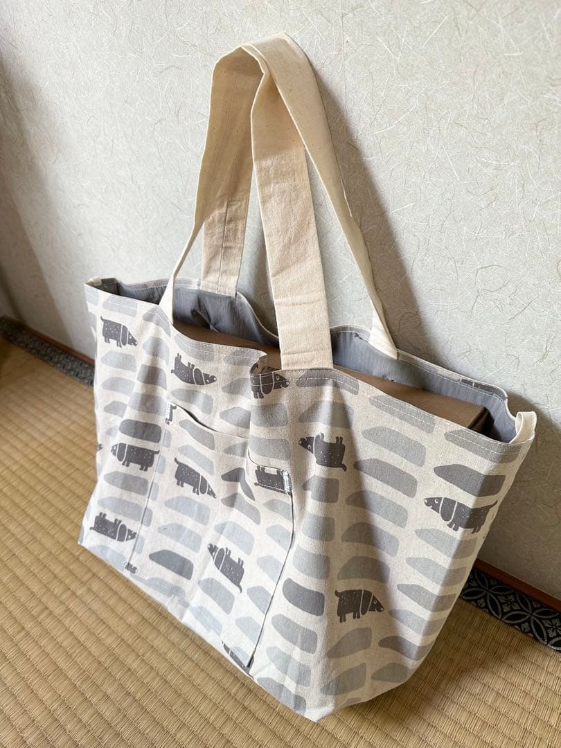 バルーンバック　トートバッグ　2way 大きい プリント柄　犬　バンドメイド