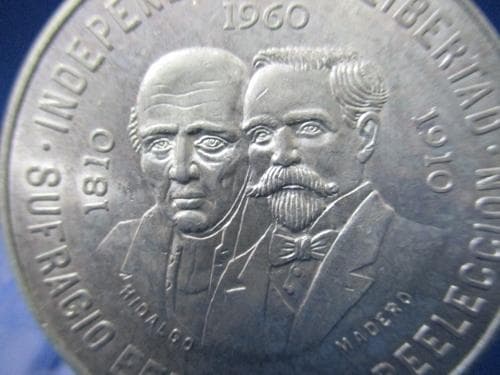 メキシコ10ペソ銀貨☆1960年／極美品／銀９０％／大型銀貨／m221-1