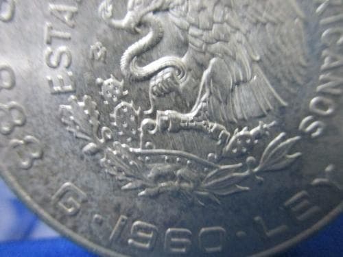 メキシコ10ペソ銀貨☆1960年／極美品／銀９０％／大型銀貨／m221-1