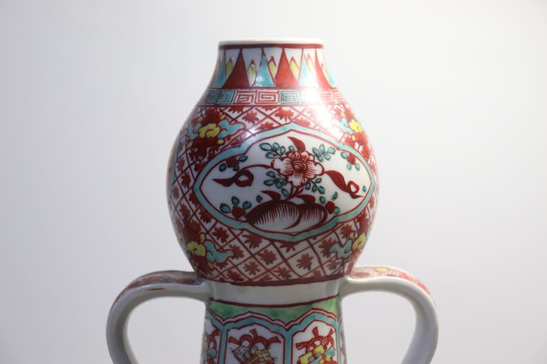 時代　九谷焼瓢箪扁瓶　万暦九谷　送料込み0503