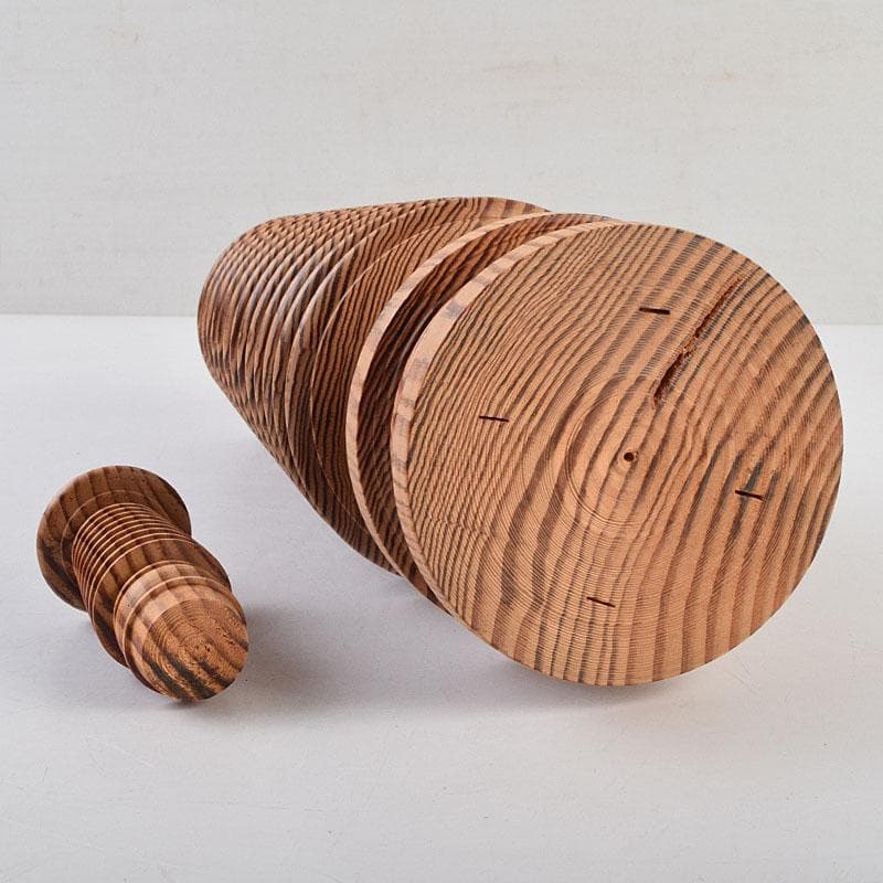 仏教美術　壷阪寺南法華寺古材造　木彫　佛塔　仏塔　百万塔　共箱　V　R9580H