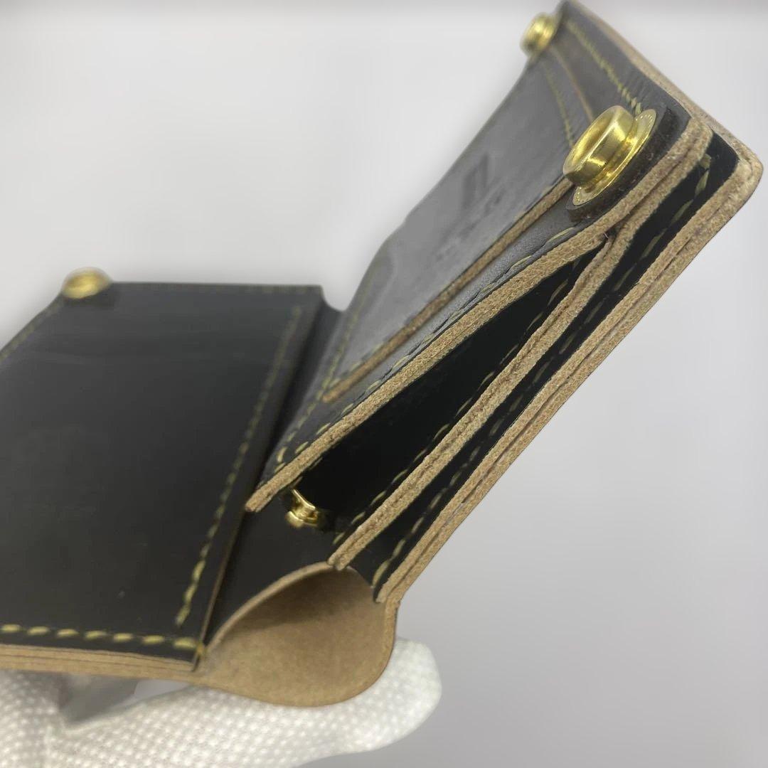 無骨 丘染めブラック ミドルトラッカーウォレット マチ/小判かん BMT0603