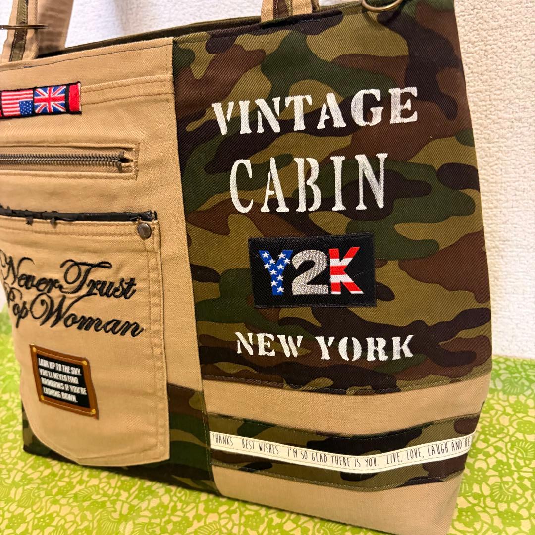 デニムリメイクトートバッグ U.S.ARMY ミリタリー 迷彩 Y2K