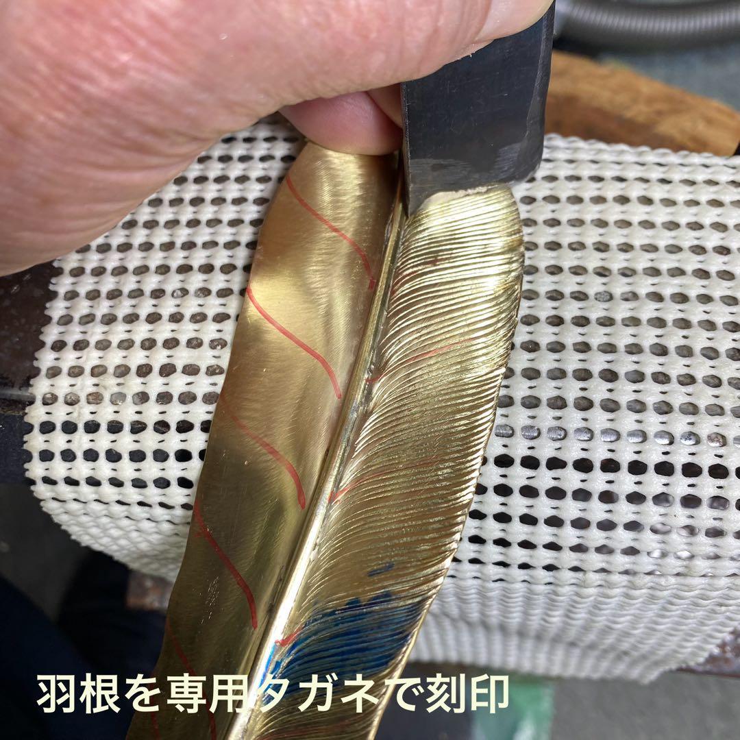 幅35mm 真鍮フェザーバングル 真鍮色仕上げ ハンドメイド