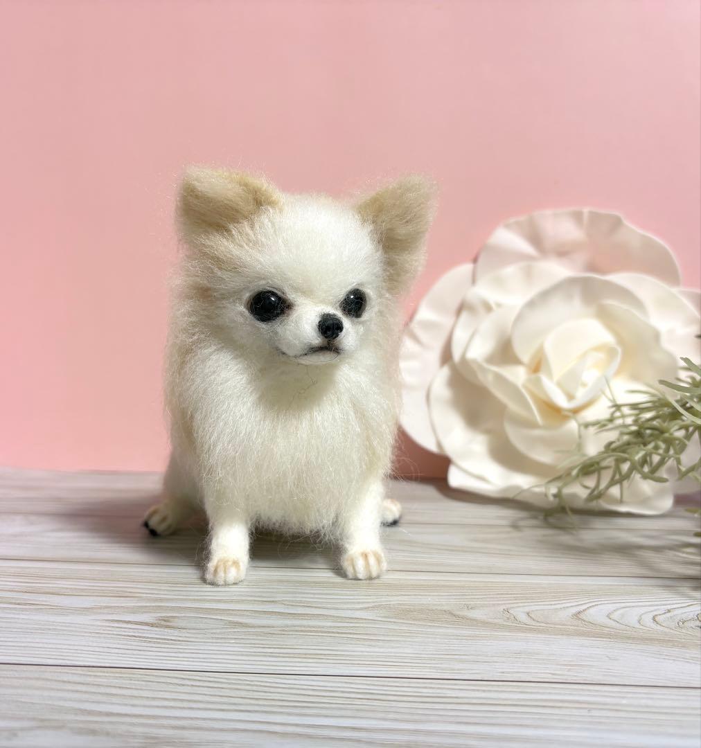 羊毛犬　羊毛フェルト　おすわりチワワ