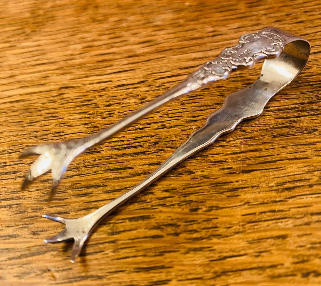 【アンティーク】シルバー　シュガートング　1902年　イギリス　鳥の爪デザイン