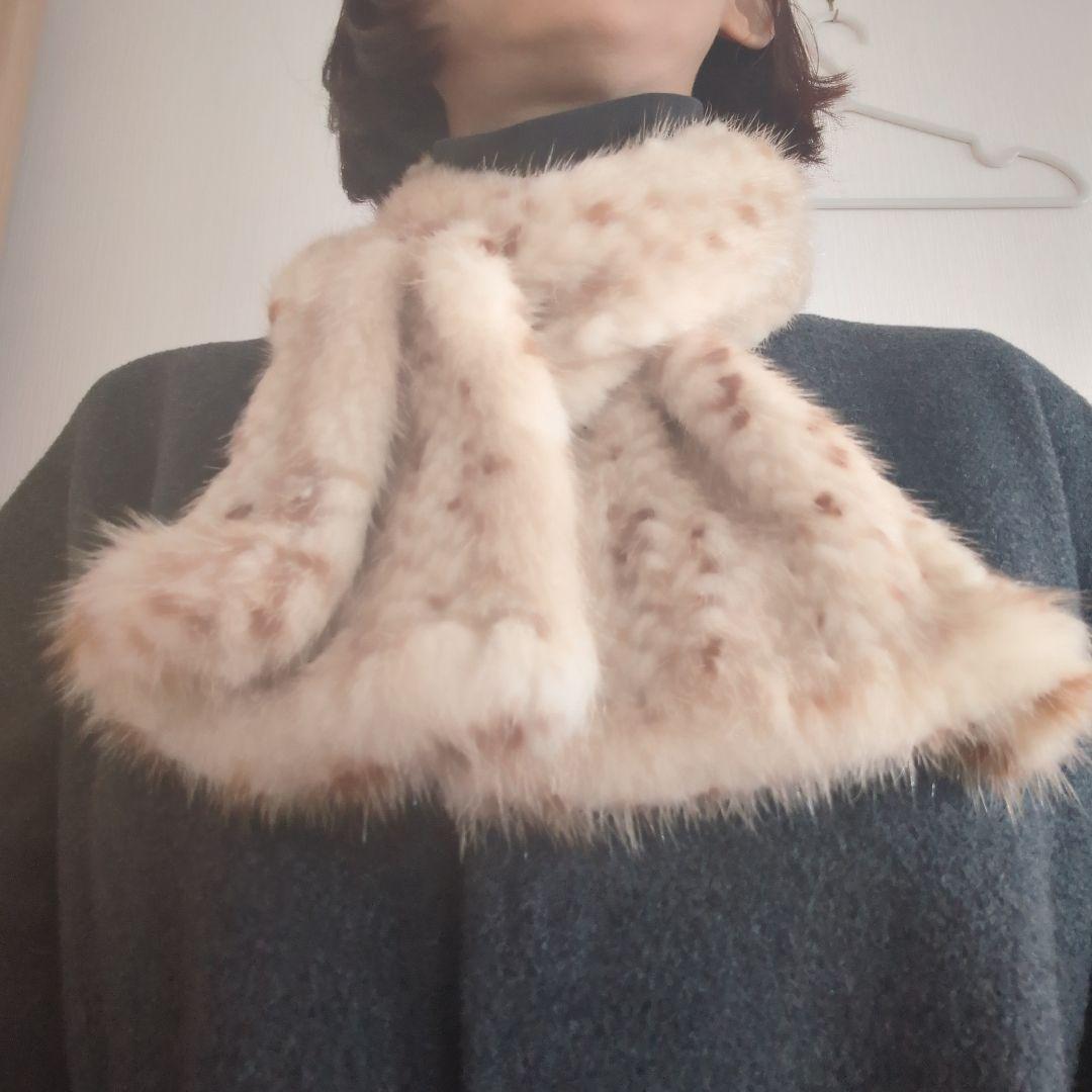 高級ミンクファー マフラー ベージュ 未使用タグ付 ふわふわ