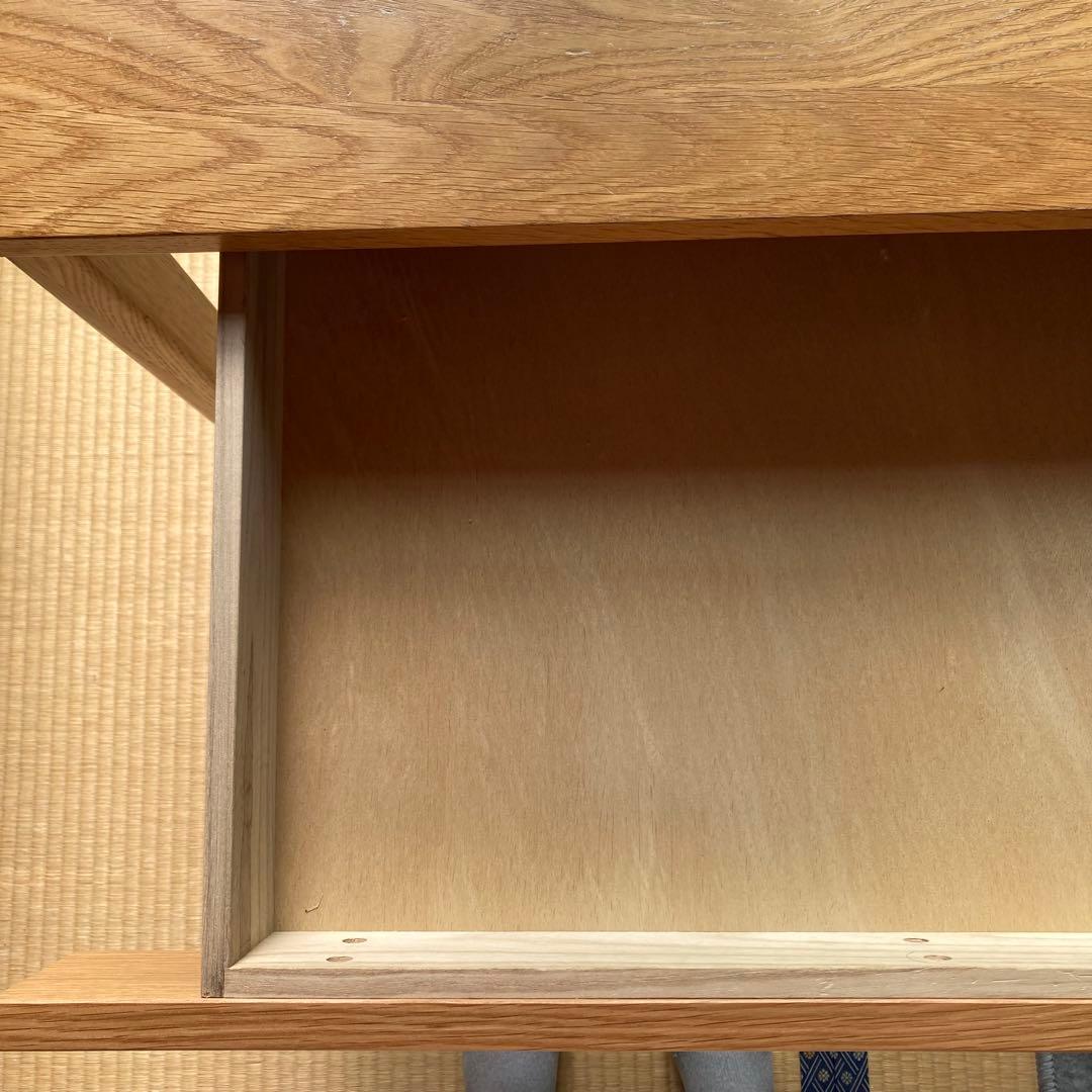 無印良品　無垢材デスク　テーブル　机　木製　オーク材　引き出し付き