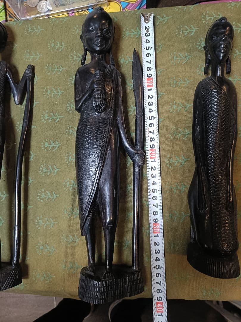 アフリカ彫刻 マコンデ像 3体セット 高さ約40cm トライバルアート 木彫り
