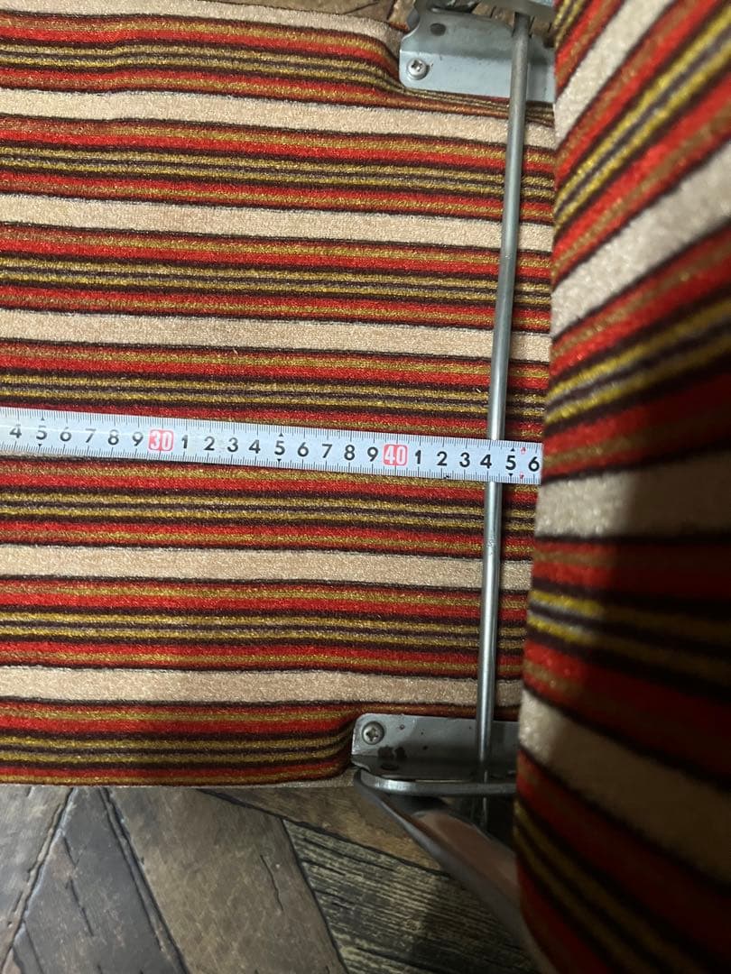 折りたたみ 座椅子 ストライプ 昭和レトロ 当時物 インテリア ビンテージ
