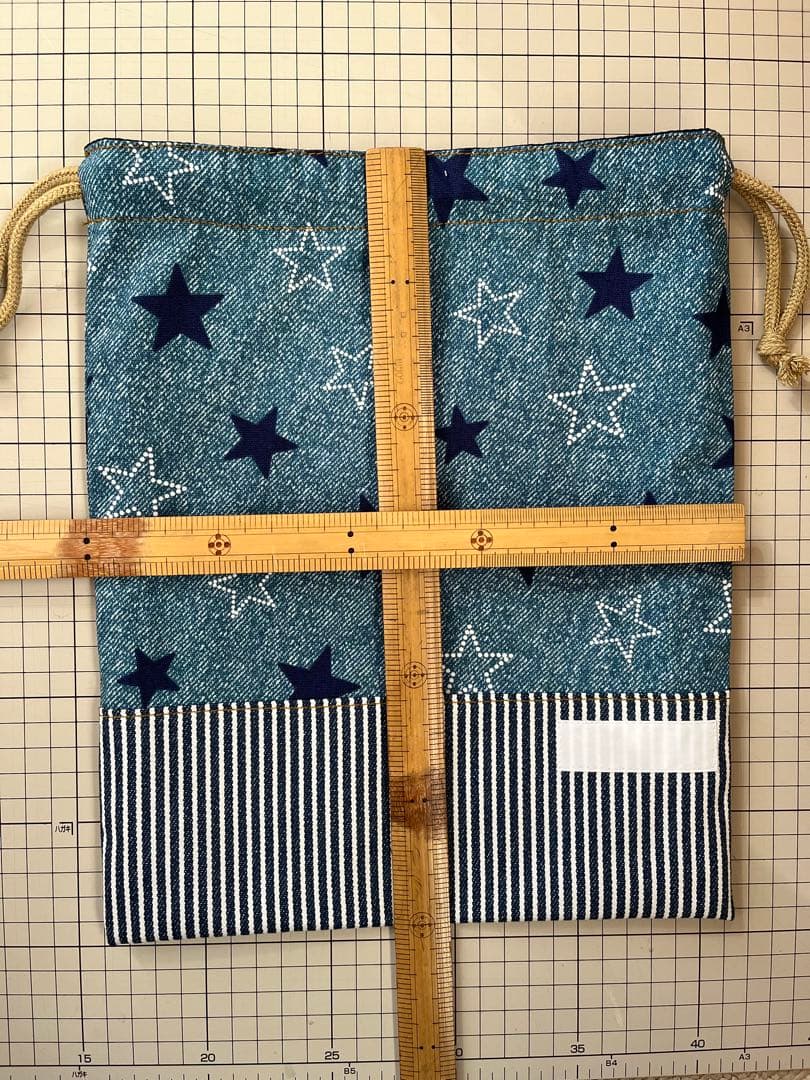 【まほです】入学セット 星柄 ブルー系 ヒッコリー生地