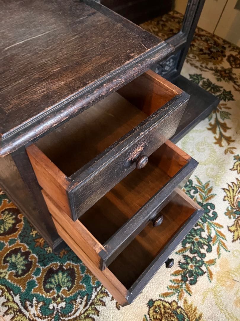 希少 大正 全身鏡 姿見 木彫り 彫刻 年代物 昭和レトロ アンティーク当時物