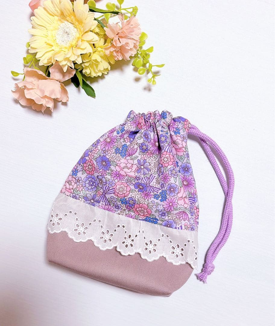 ハンドメイド　オーダー受付　レッスンバッグ　上履き入れ　体操服袋　花柄　入園入学