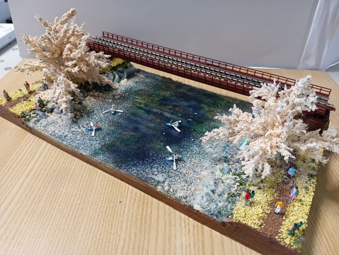 Nゲージ 鉄道模型 桜の風景ジオラマ（その4)