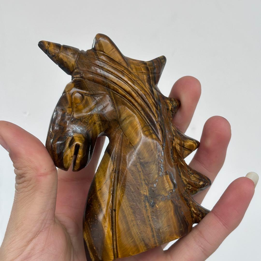 天然石タイガーアイのユニコーン　置物　ご購入前に在庫確認必要G.906