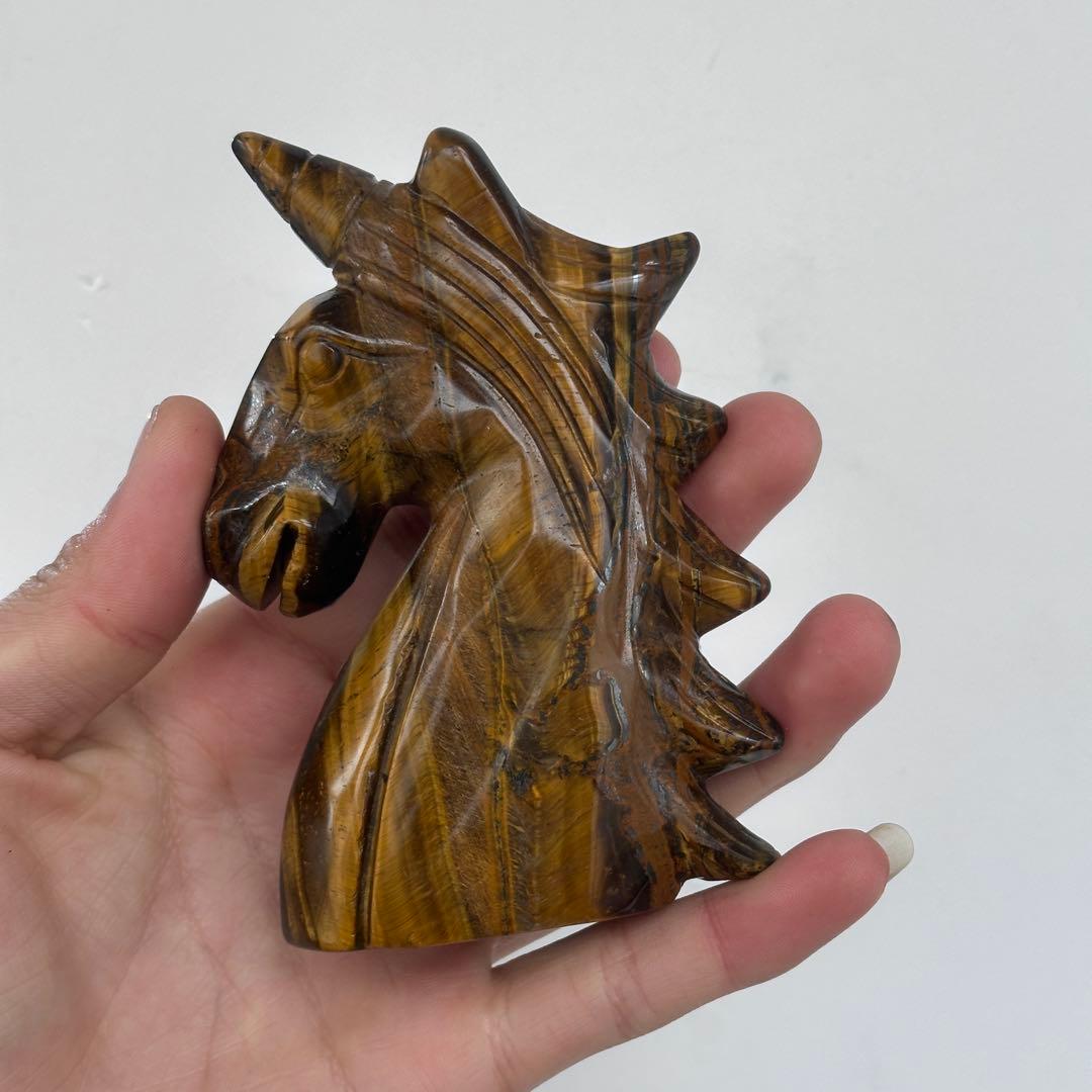 天然石タイガーアイのユニコーン　置物　ご購入前に在庫確認必要G.906