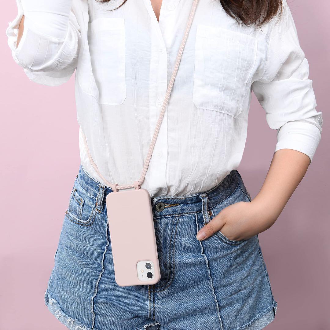 6.7インチ　iPhone14pro MAX ピンク　スマホケース+ショルダー紐