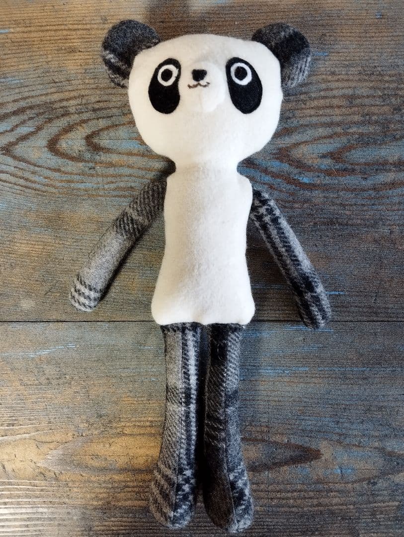 ハンドメイド「ウールのパンダ」着せ替え人形セット・手洗い可