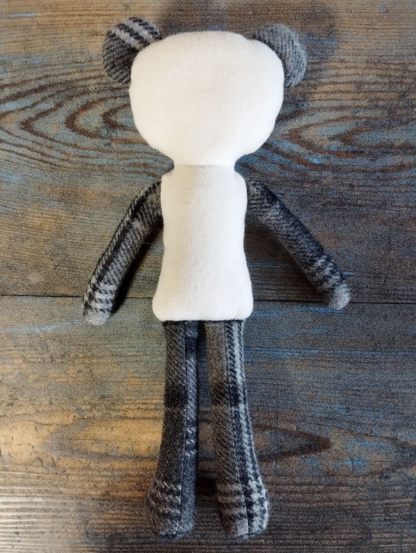 ハンドメイド「ウールのパンダ」着せ替え人形セット・手洗い可