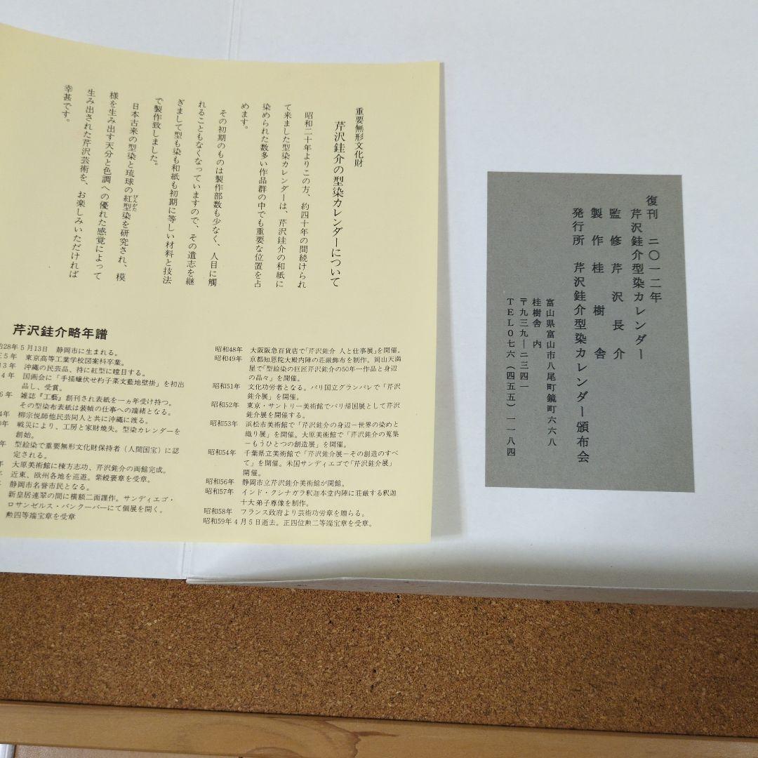 芹沢銈介型染め装丁カレンダー、２０１２年版。１２枚揃いです
