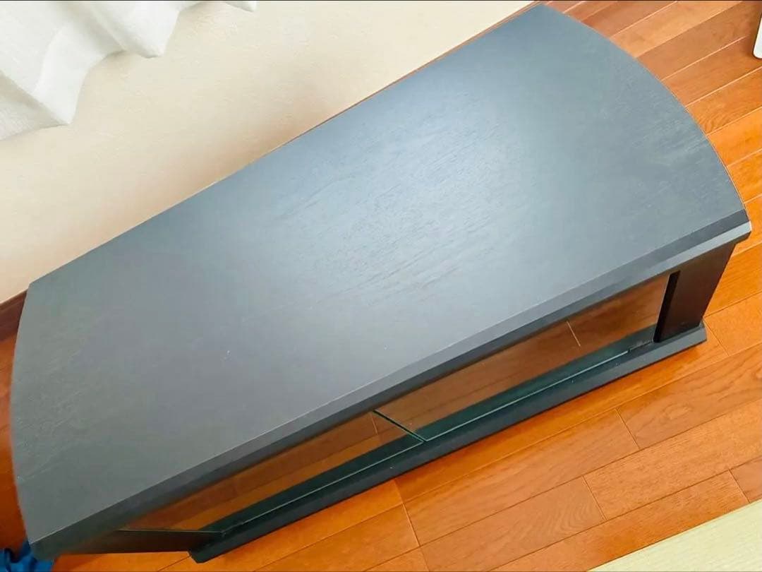 極美品　テレビボード　大型便送料込　黒　ブラック　キャスター　ガラス扉