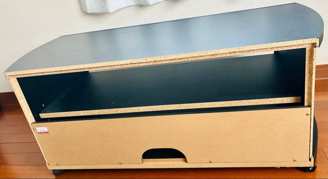 極美品　テレビボード　大型便送料込　黒　ブラック　キャスター　ガラス扉