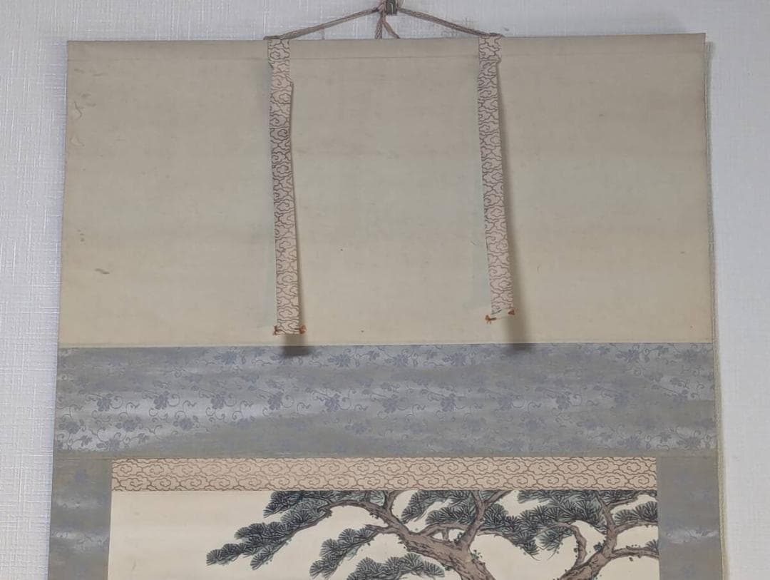 【真作】掛軸　松と海景図　静謐な風景画　島影と松林　和の風情　R171