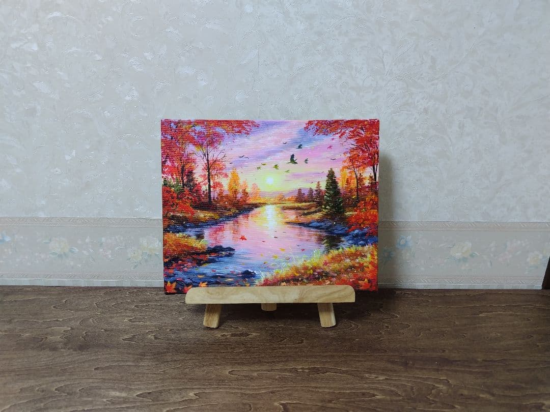 な*み様 【夕刻の秋】アクリル画 F3 風景画 絵画