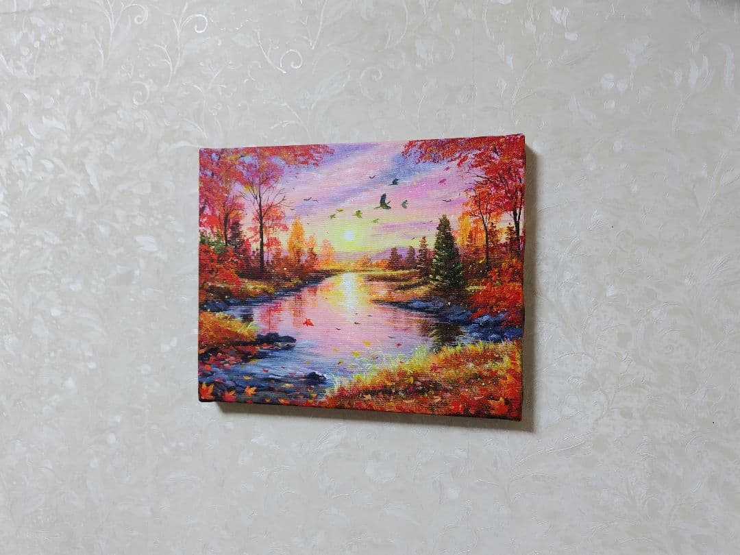な*み様 【夕刻の秋】アクリル画 F3 風景画 絵画
