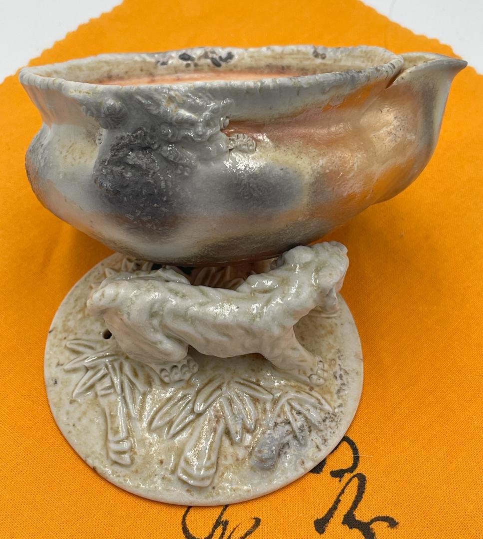 備前焼　白備前　難波誠治作　虎　宝瓶　NS11