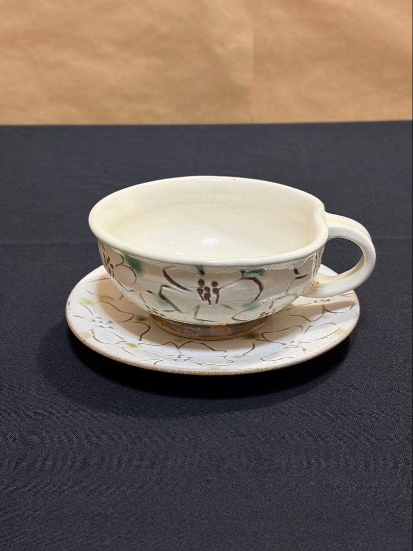 益子焼 スープカップ&ソーサー　陶芸家　作陶家　民藝品　#B