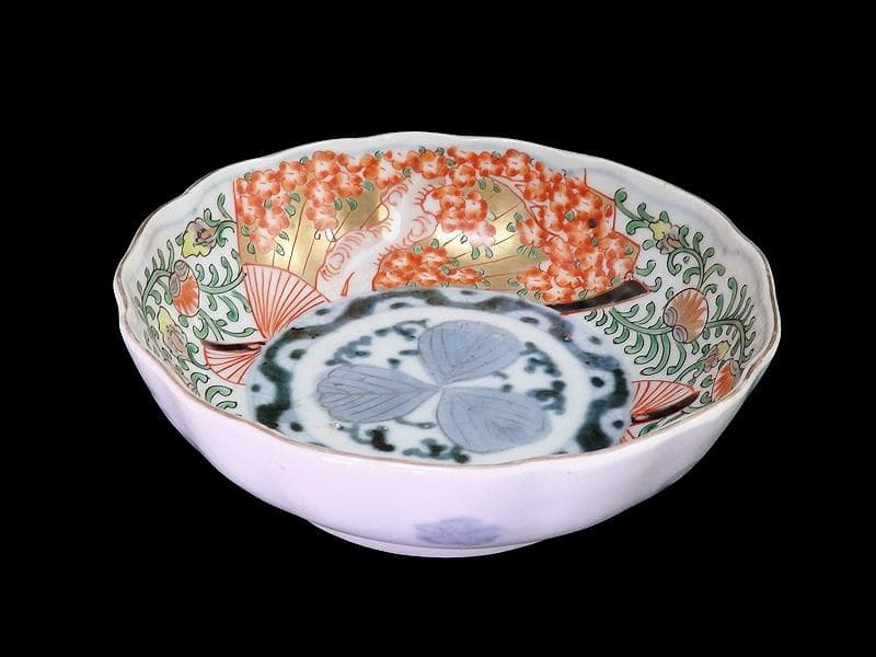 古伊万里 金襴手　桜花紋に菊の図　膾皿　２客　D121AS-DCs