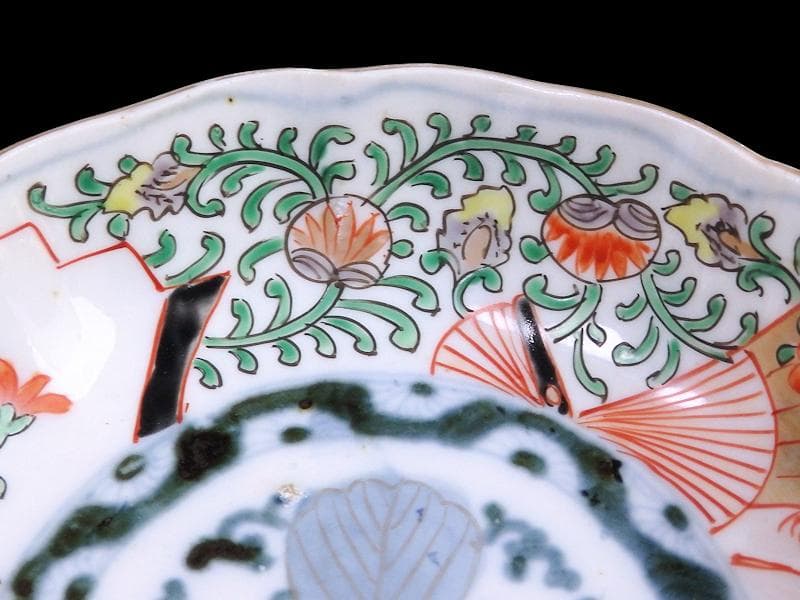 古伊万里 金襴手　桜花紋に菊の図　膾皿　２客　D121AS-DCs