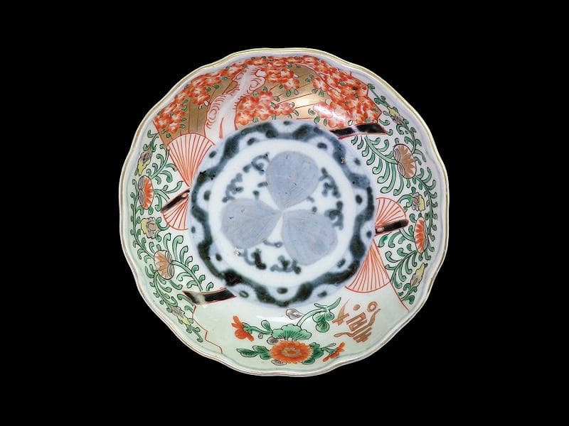 古伊万里 金襴手　桜花紋に菊の図　膾皿　２客　D121AS-DCs