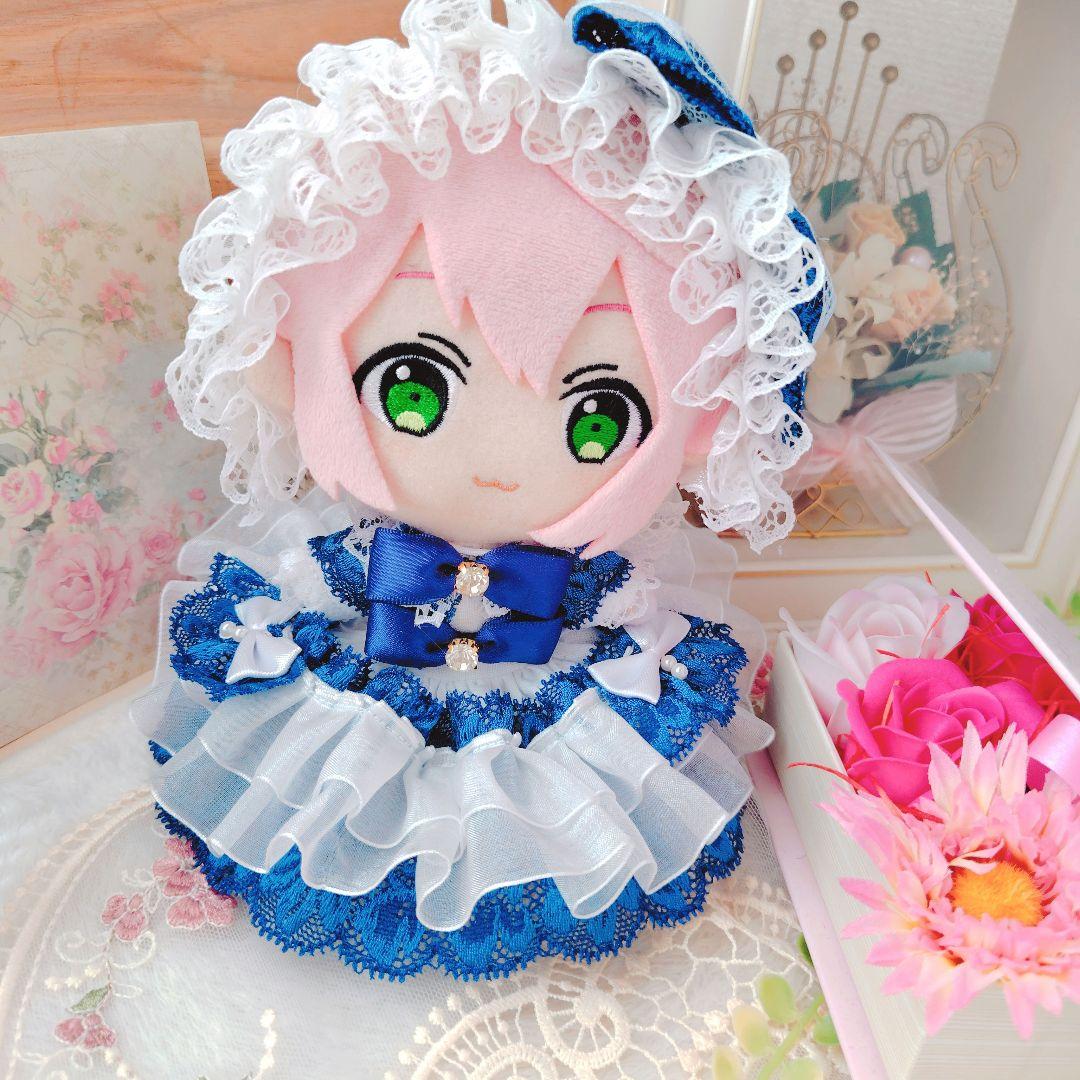 №08-103 ダークブルー　甘かわ　ボンネット　ドレス　１６cm　ぬい服