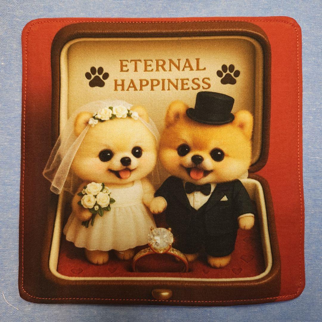 yourelia　 4重ハンカチ　ポメラニアン柄　18枚