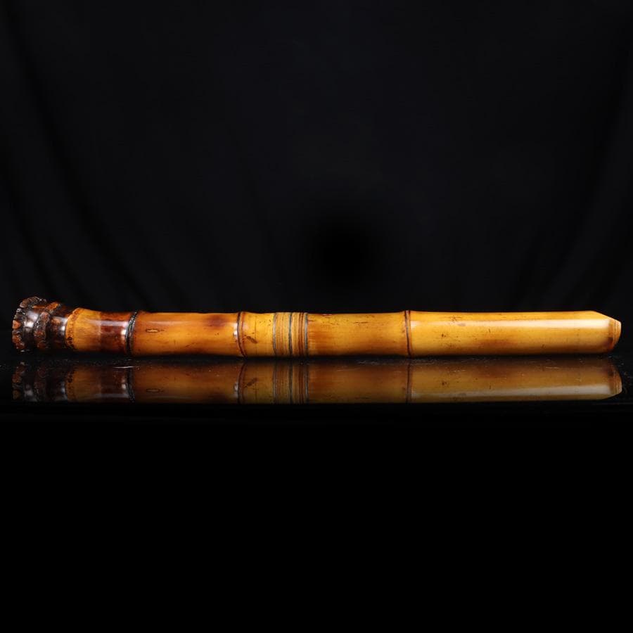 Y3273-3 琴古流 尺八 隆風銘 銀三線 全長48㎝ 竹製 　EE