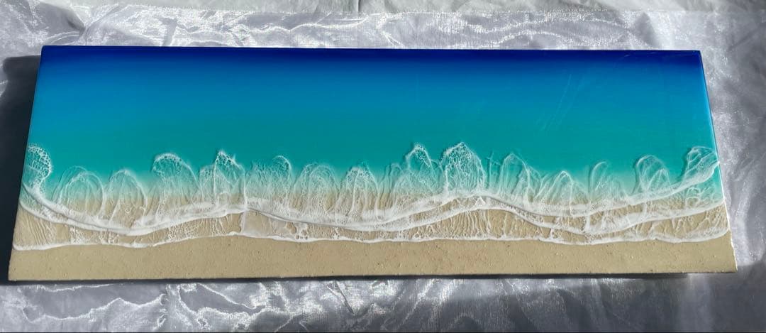 オーシャンレジン　海アート　壁掛けアートロングパネル　W90㎝✖️H30㎝　ギフト