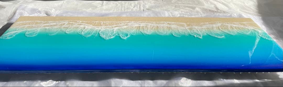 オーシャンレジン　海アート　壁掛けアートロングパネル　W90㎝✖️H30㎝　ギフト