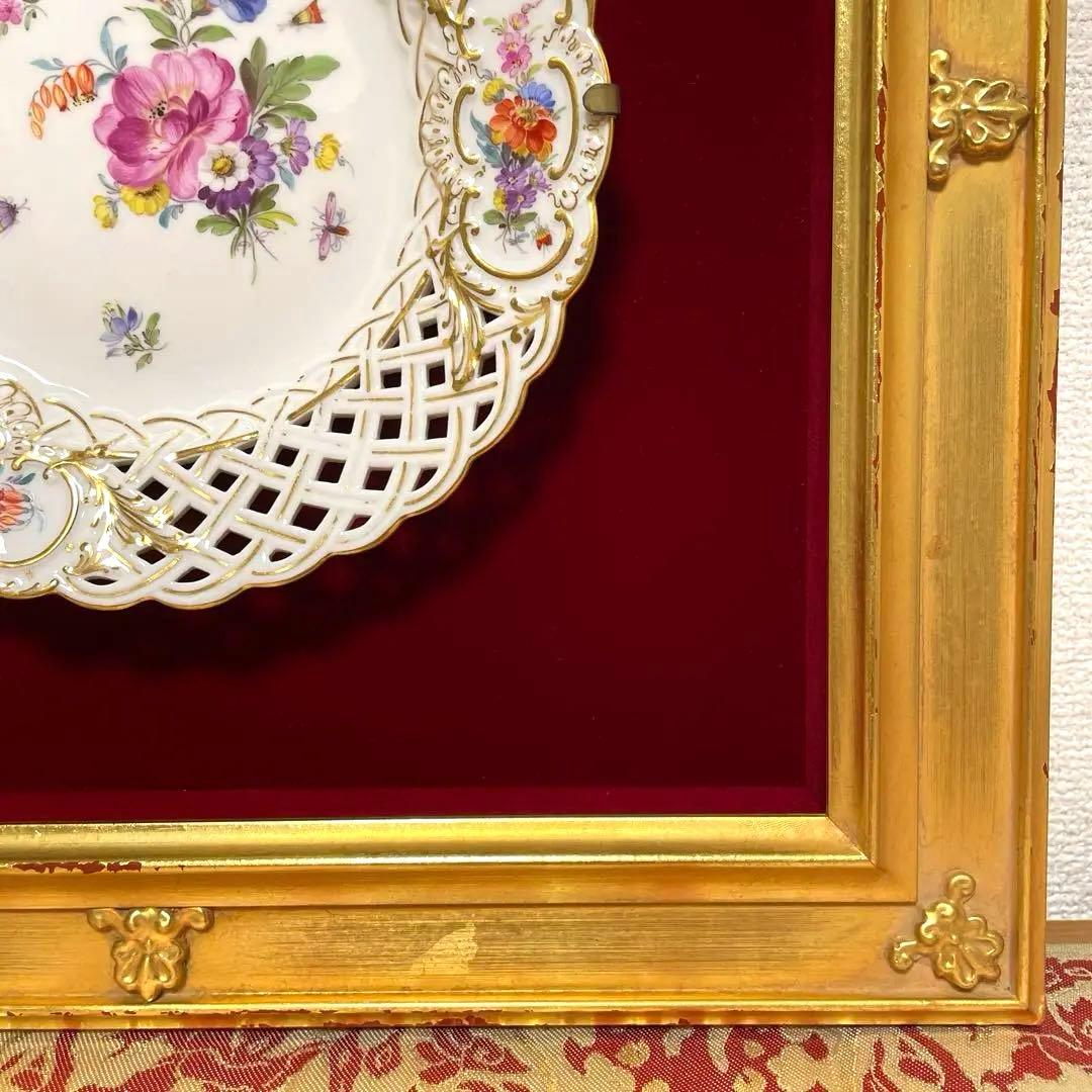 ・額装皿・マイセン・１８２０-１９２４・額４０cm・皿２０cm・Meissen・
