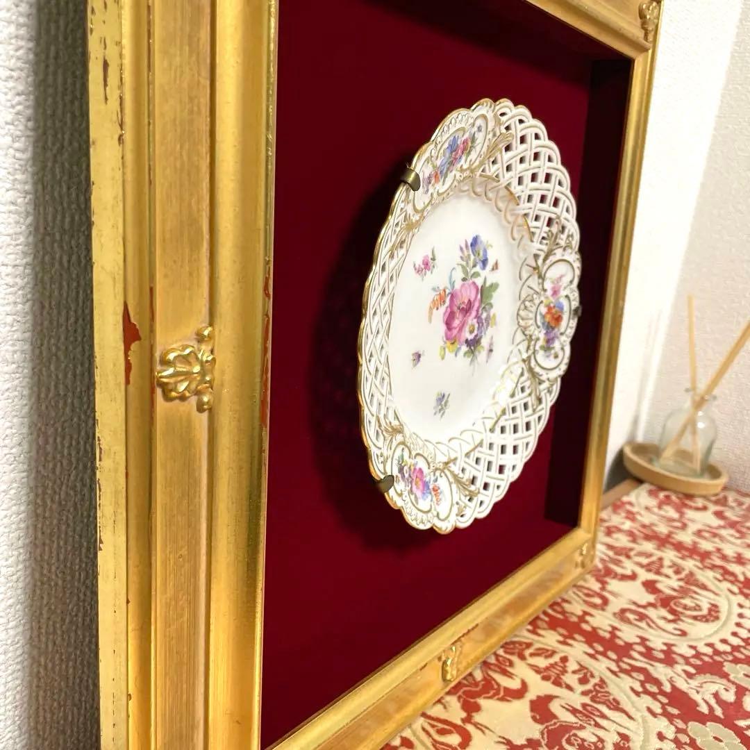 ・額装皿・マイセン・１８２０-１９２４・額４０cm・皿２０cm・Meissen・