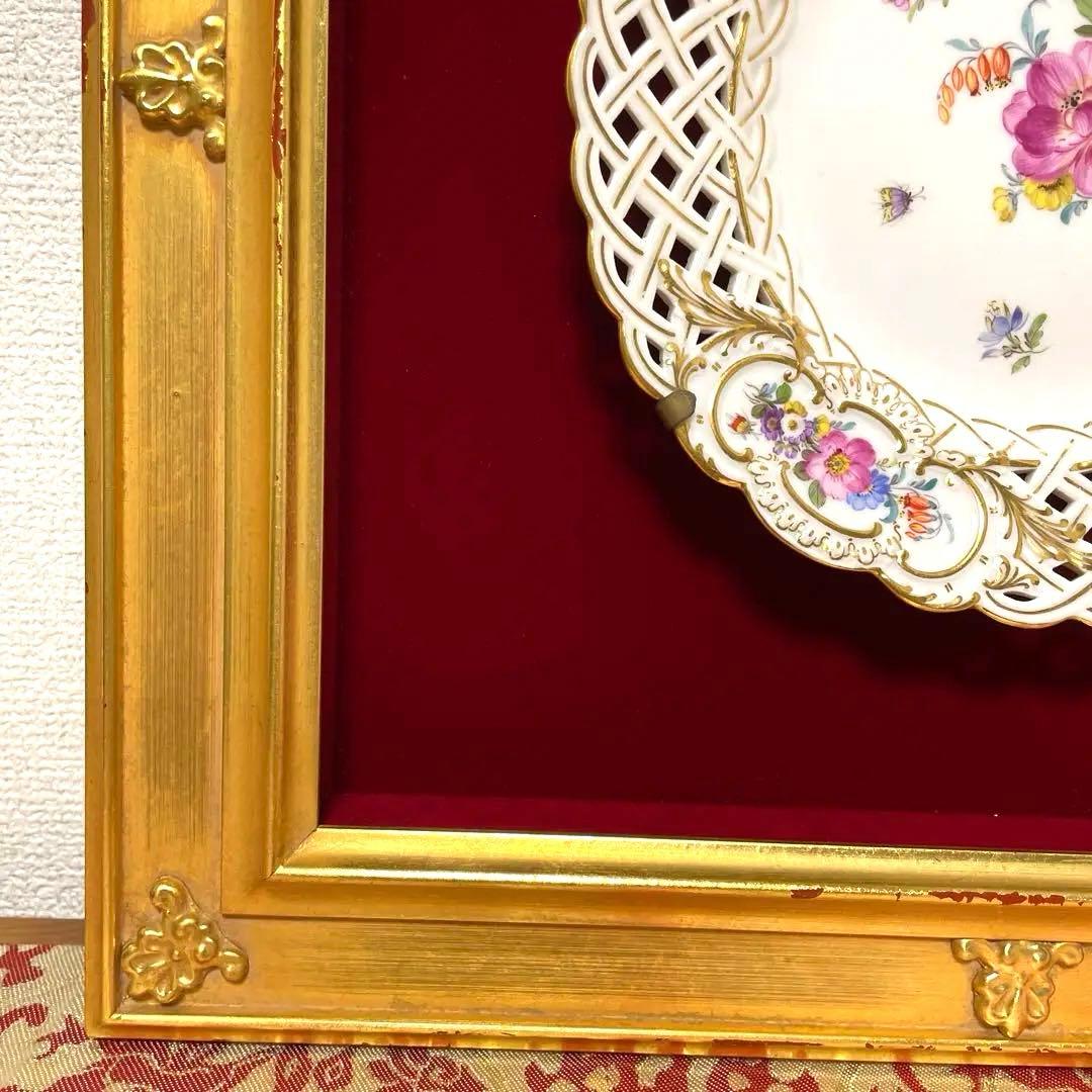 ・額装皿・マイセン・１８２０-１９２４・額４０cm・皿２０cm・Meissen・